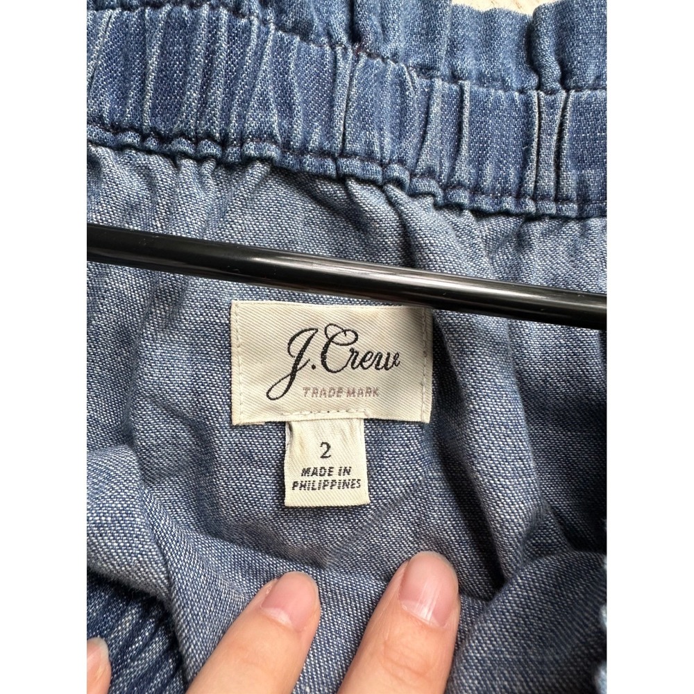 Vintage J. Crew Chambray Off Shoulder Midi Dress 2 Coastal Cowgirl Cottagecore - Picture 4 of 4